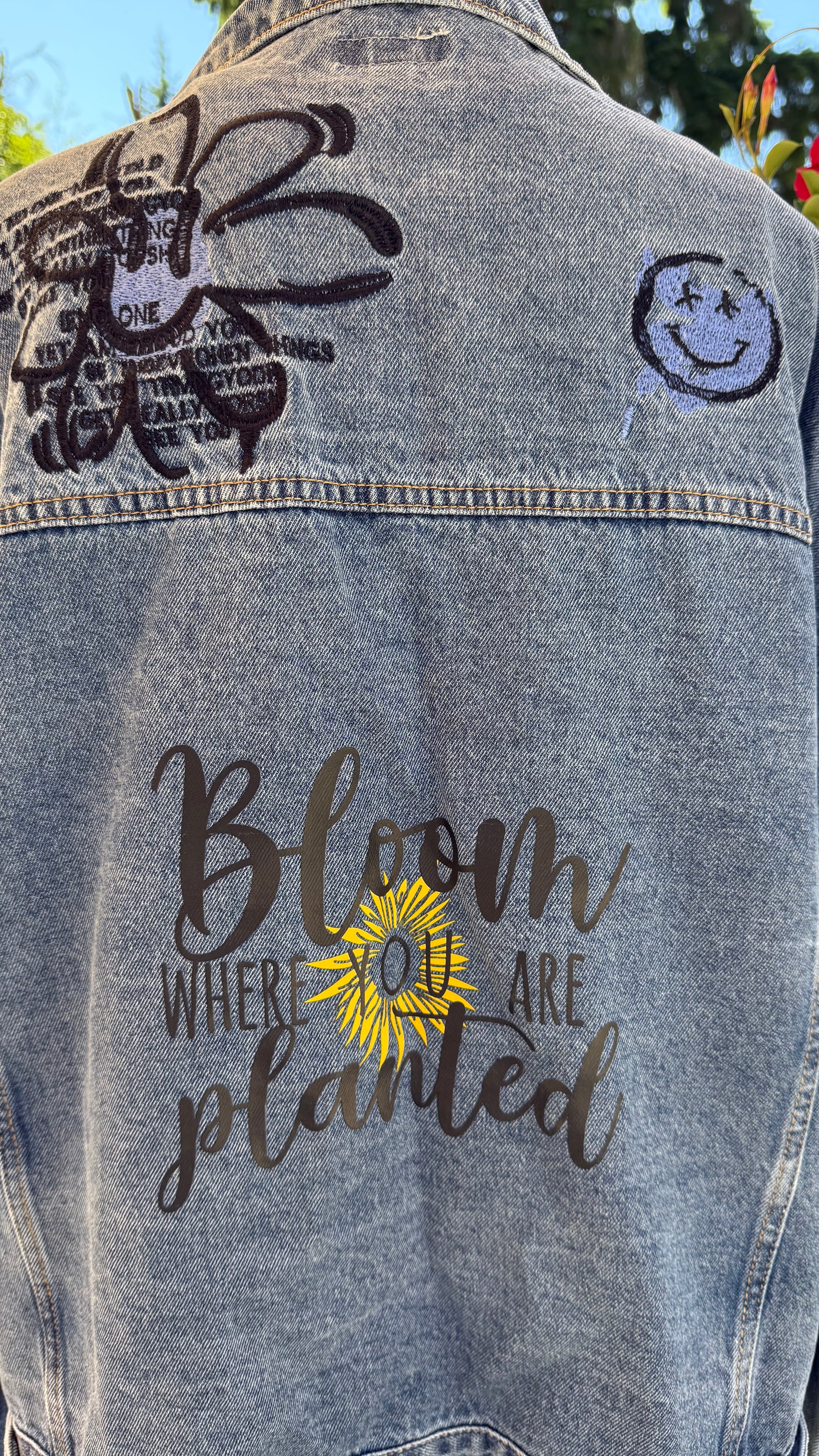 Bloom where you are planted. Denim Jacket