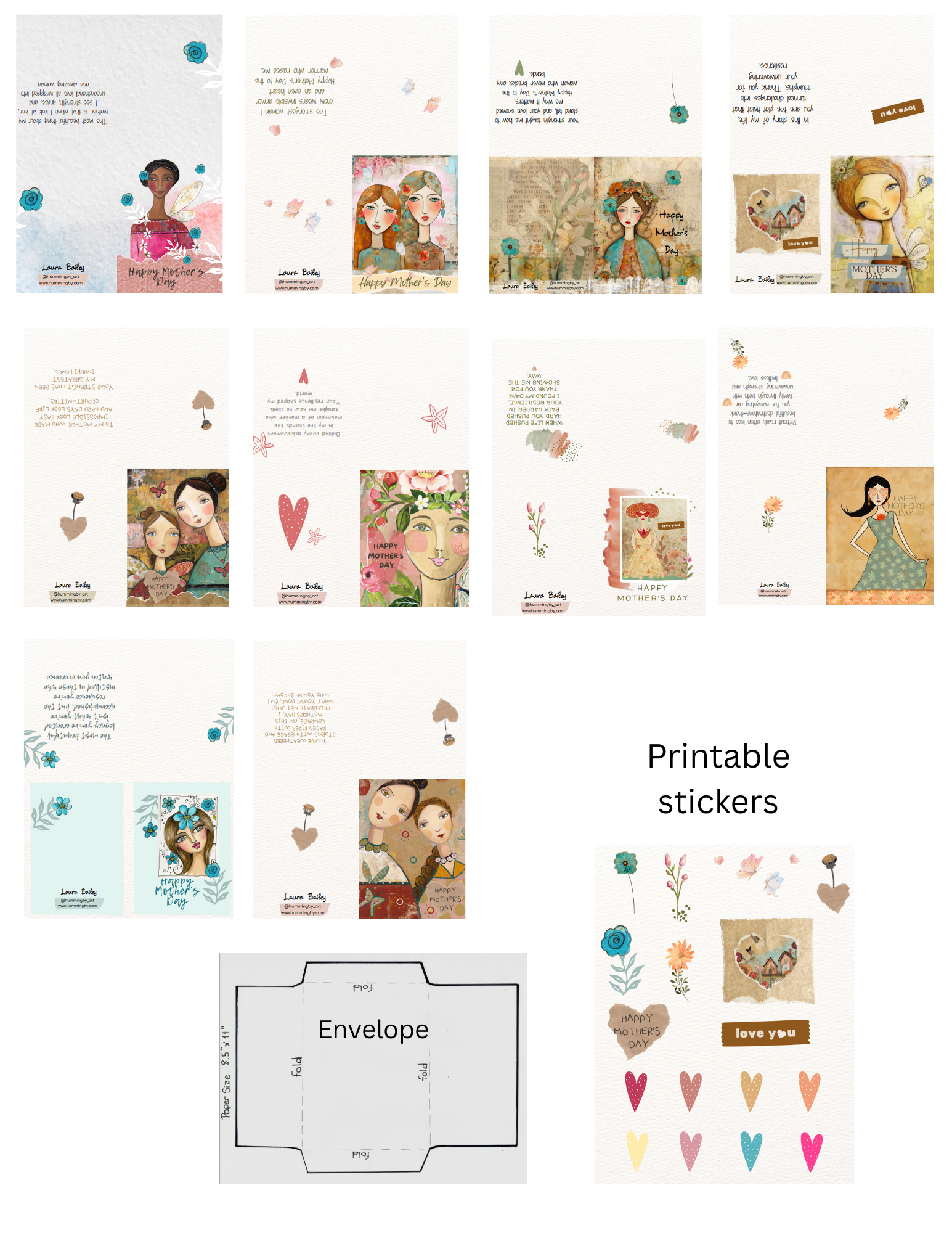 Mother's Day Card Bundle All 10 cards - Printable