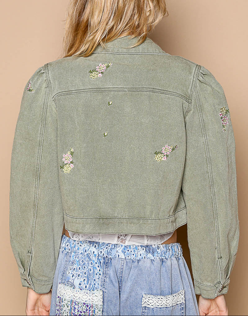 Olive Jacket with embroidery