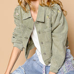 Olive Jacket with embroidery