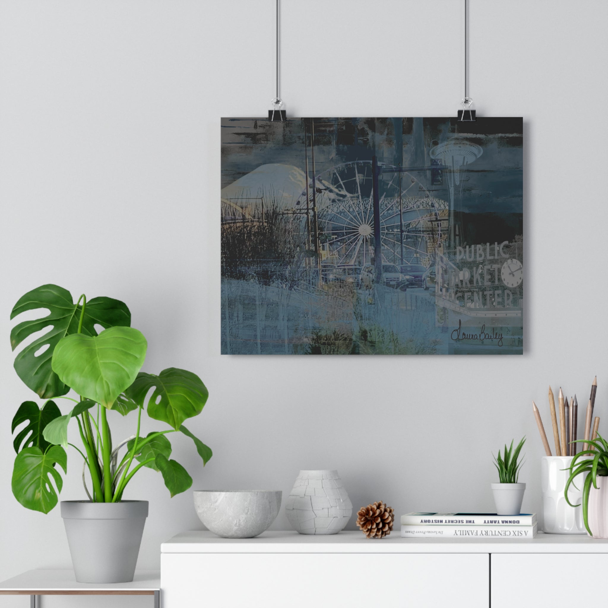 Seattle-Blue Art Print