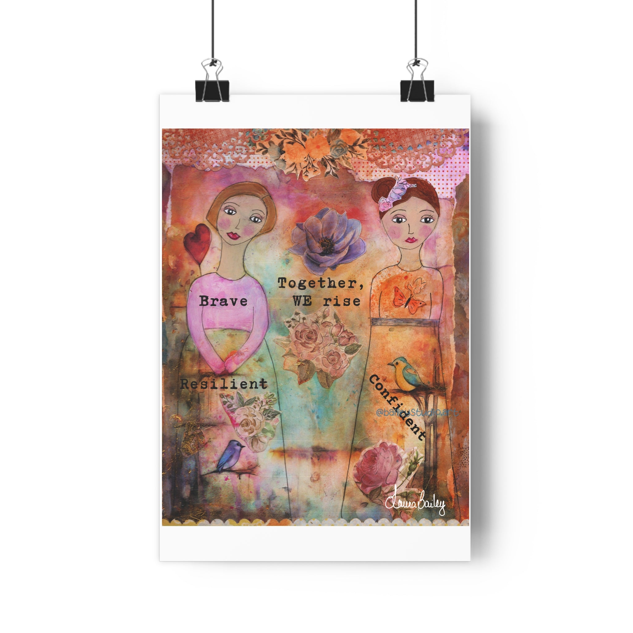 Together We Rise. Whimsical Art Print