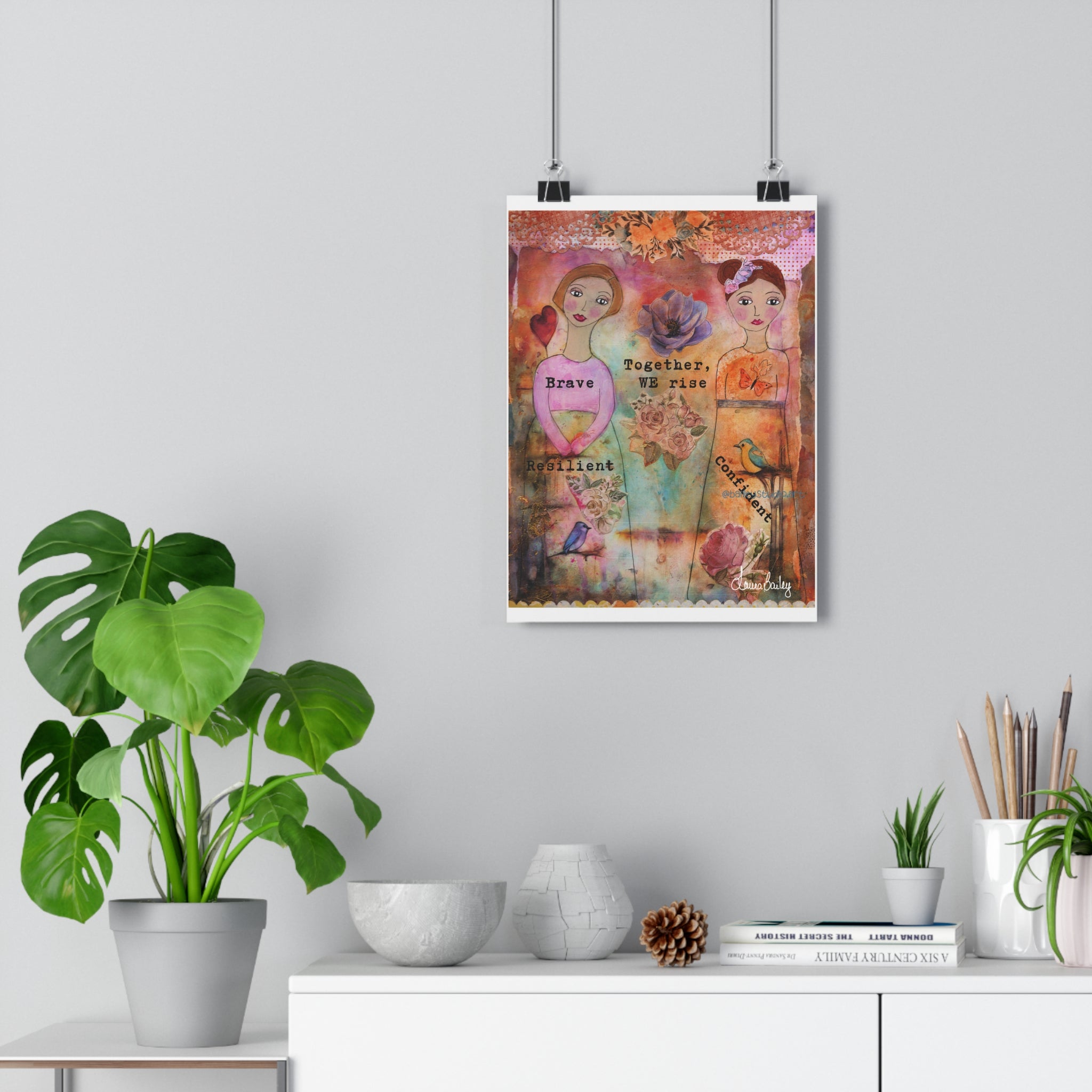 Together We Rise. Whimsical Art Print