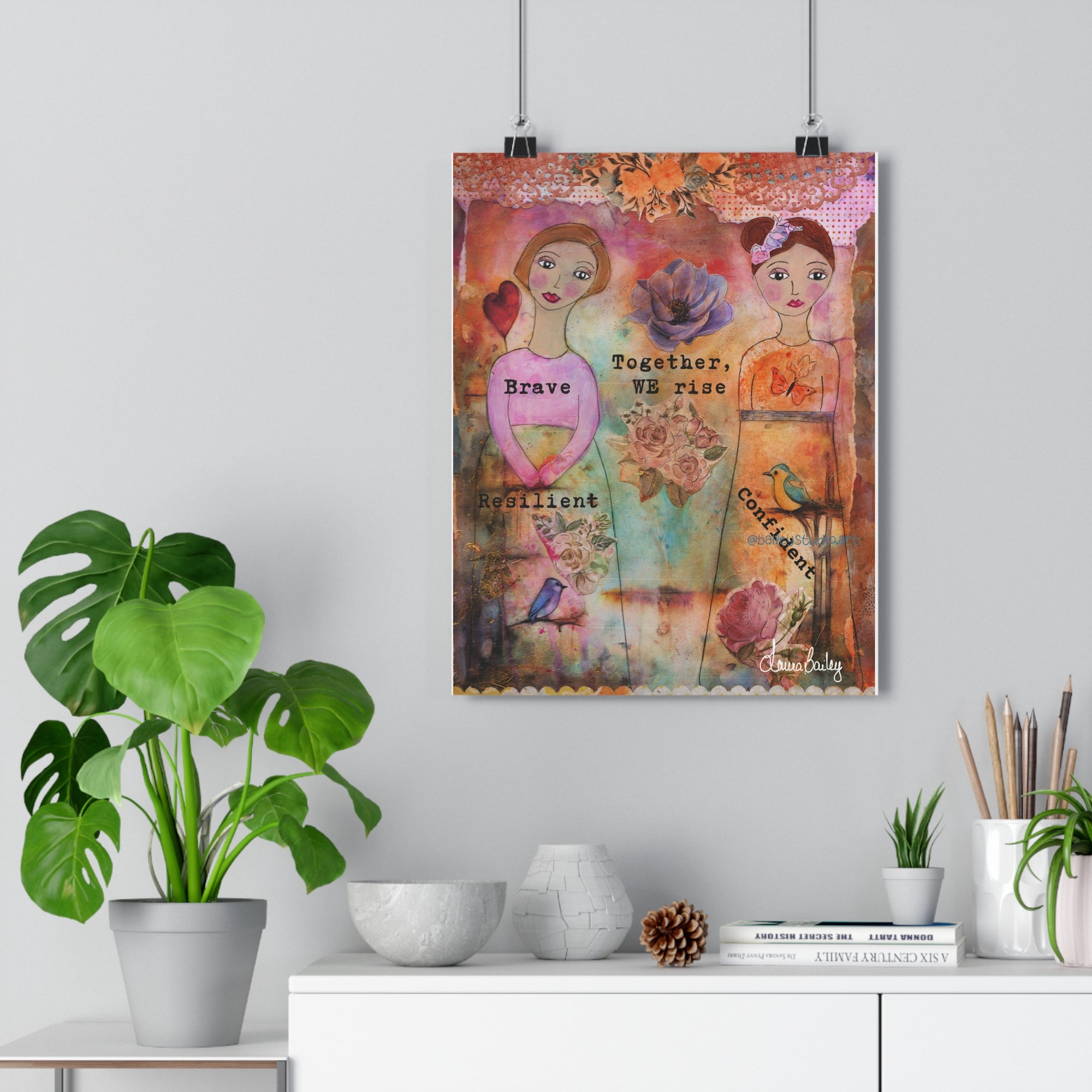 Together We Rise. Whimsical Art Print