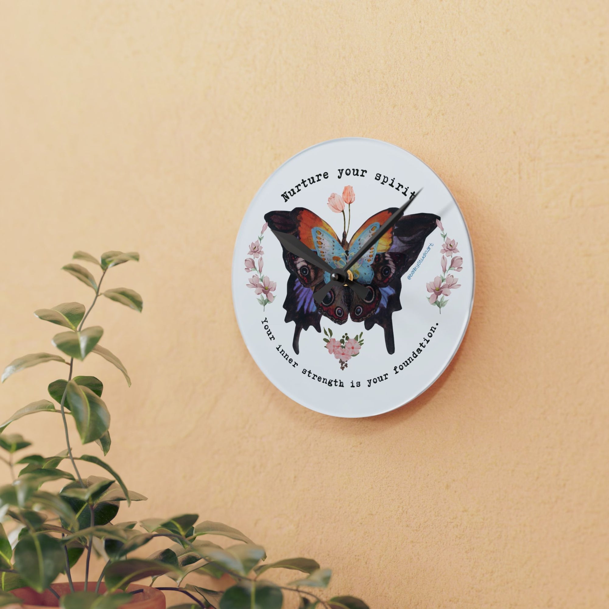 Nurture your Spirit. Acrylic Wall Clock