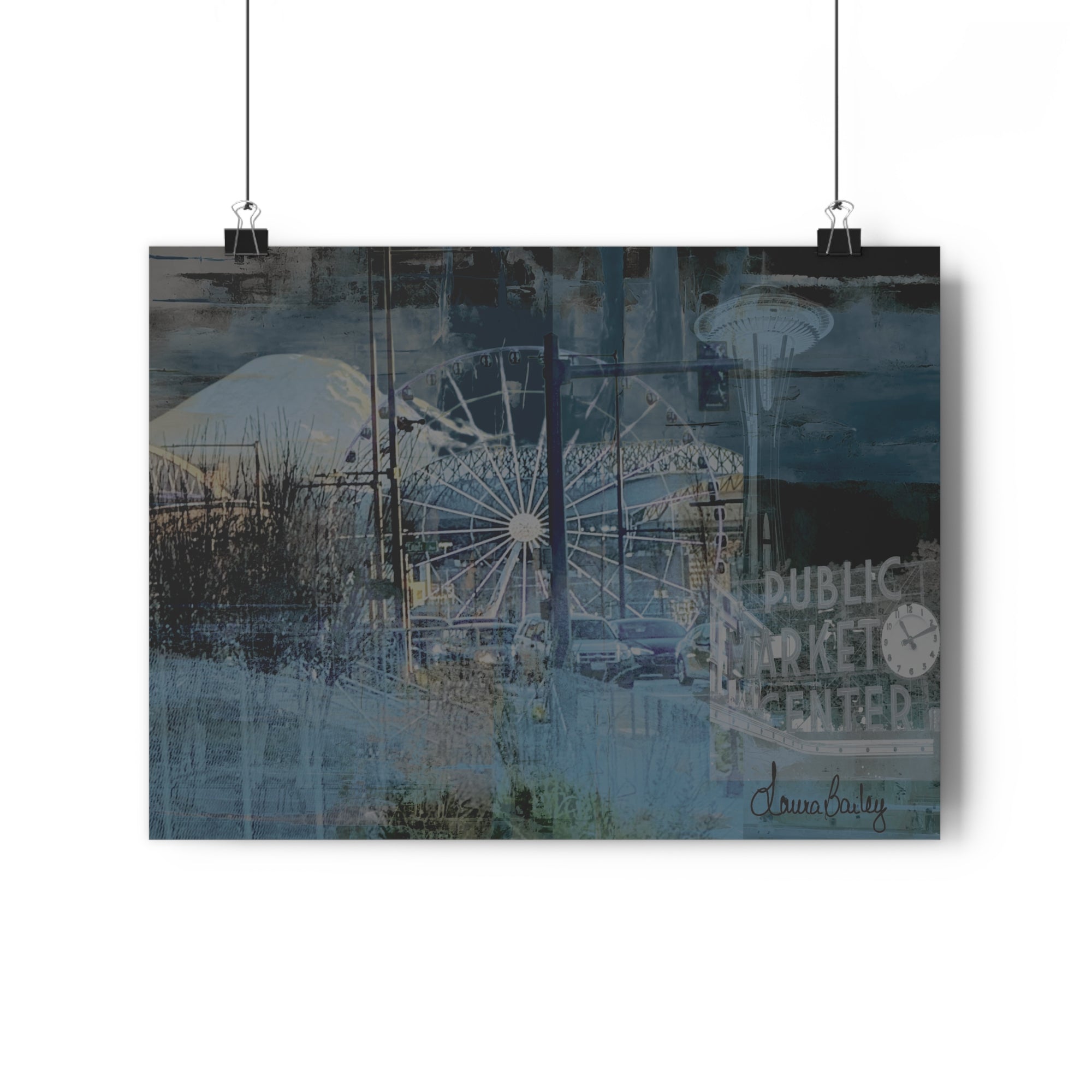 Seattle-Blue Art Print