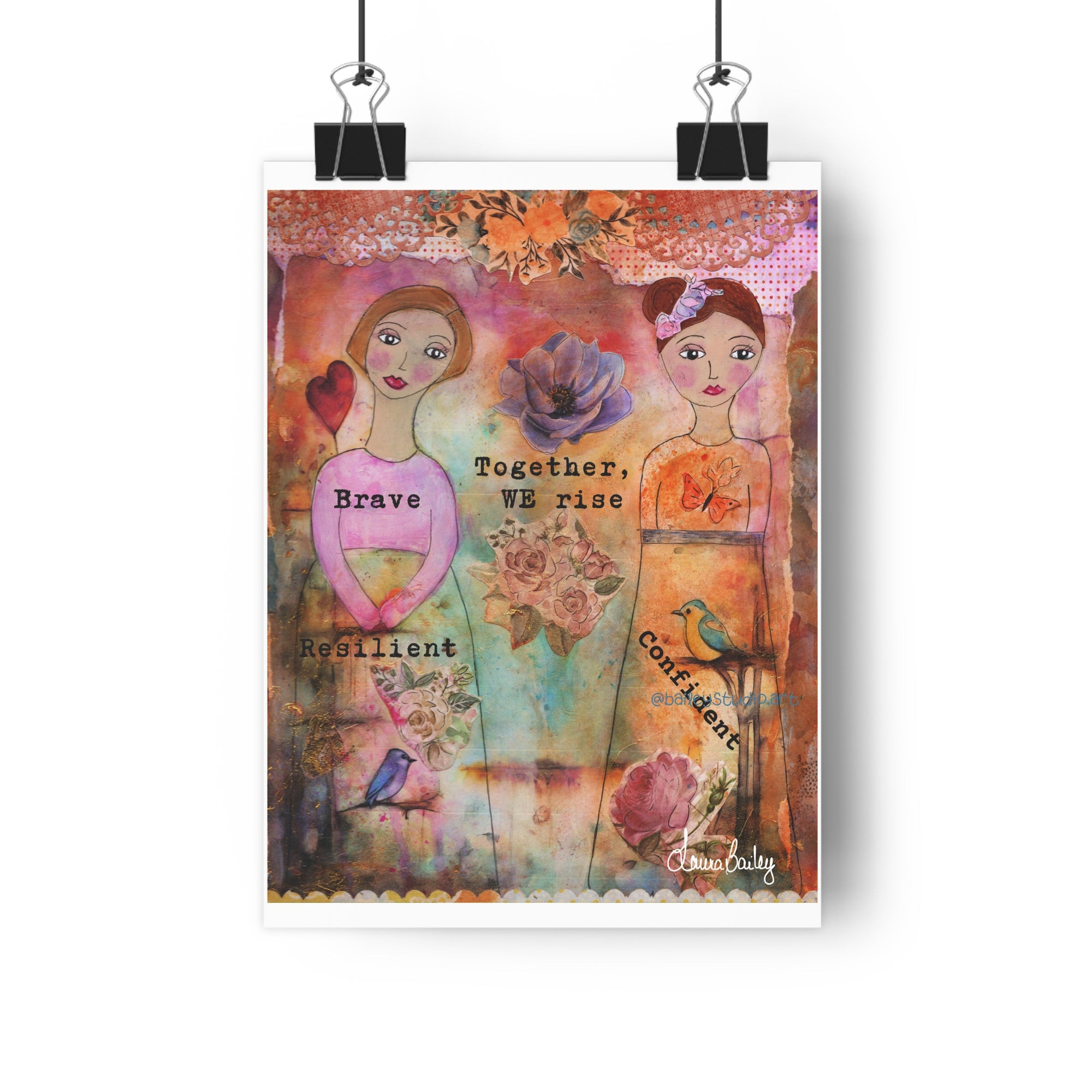 Together We Rise. Whimsical Art Print