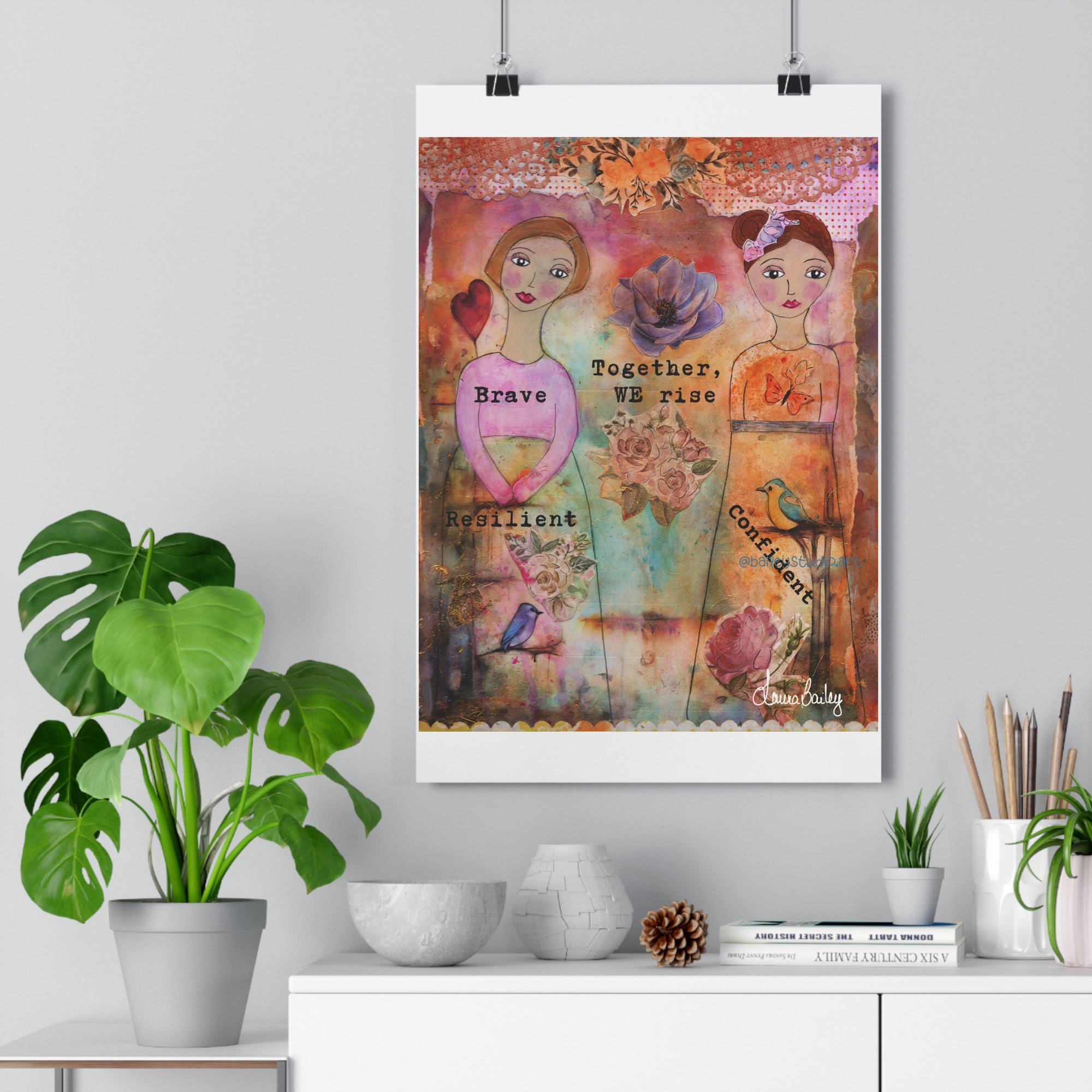 Together We Rise. Whimsical Art Print