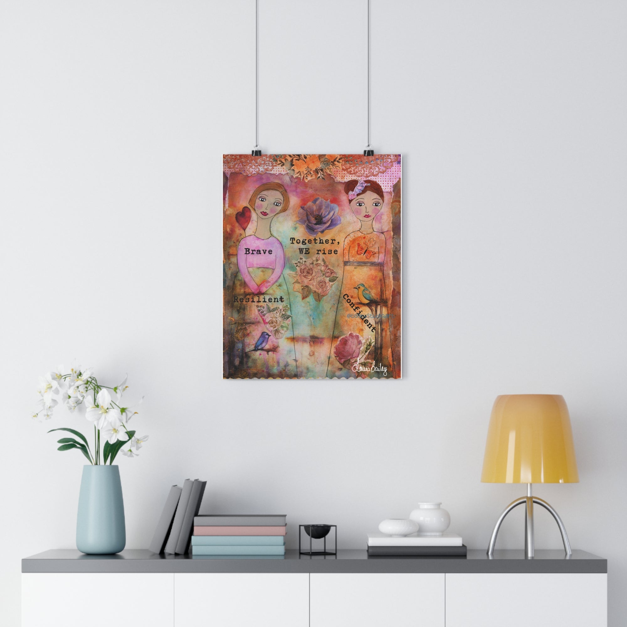 Together We Rise. Whimsical Art Print