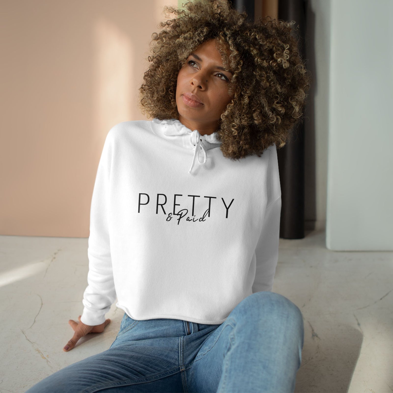 Crop Hoodie - Stylish White Sweatshirt for Trendsetters. Pretty & Paid