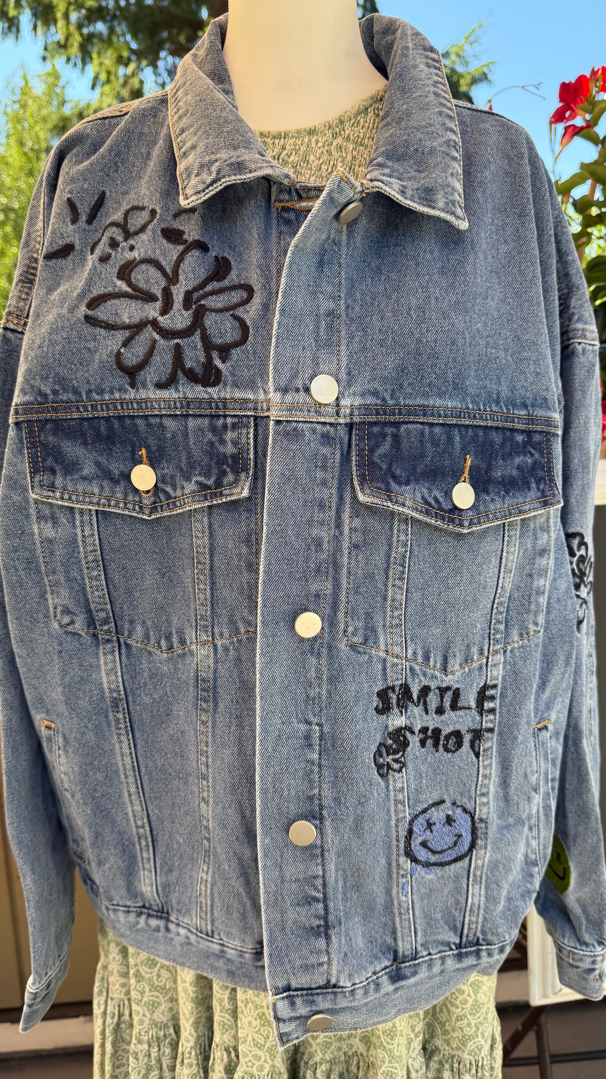Bloom where you are planted.  Denim Jacket