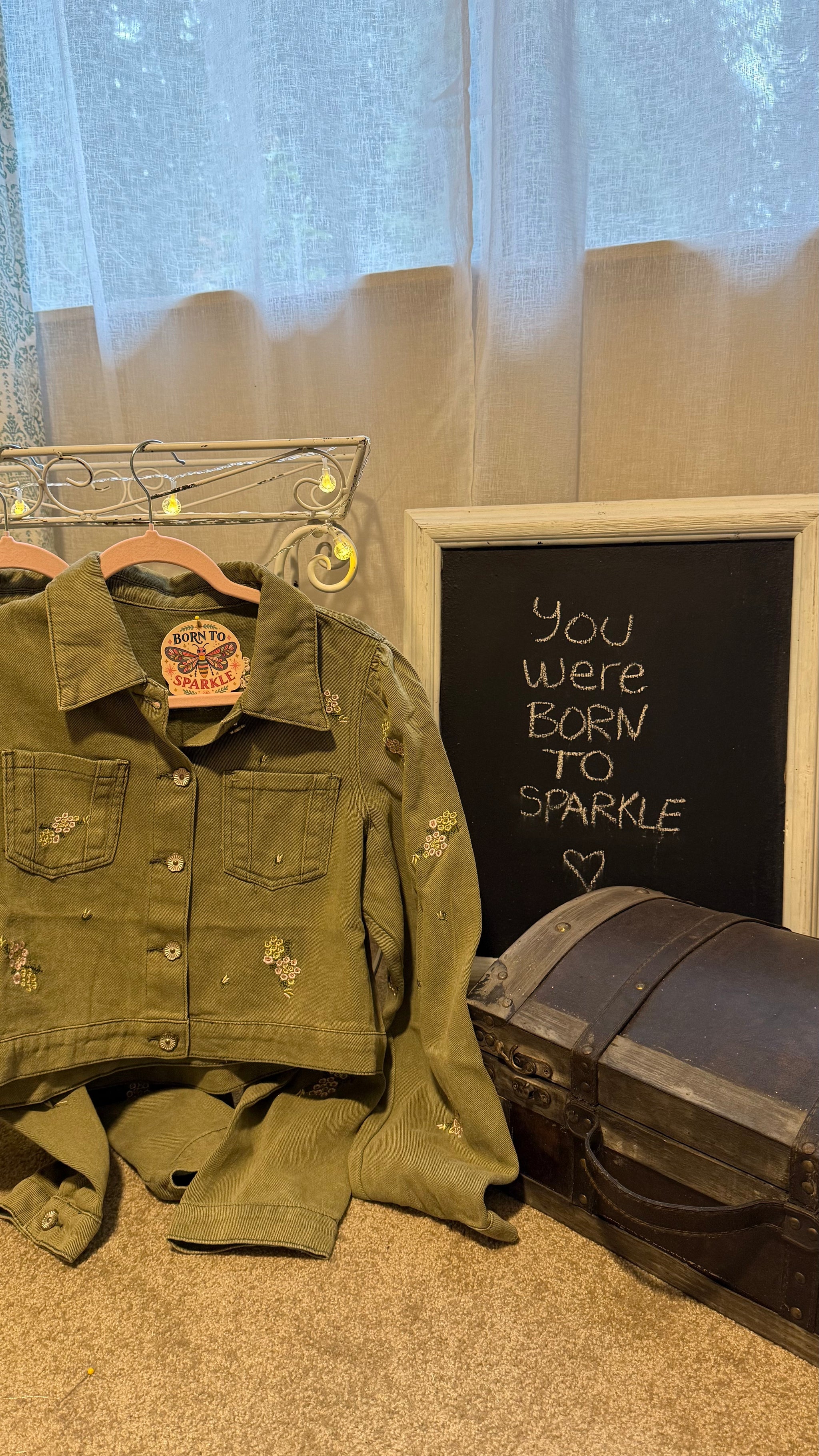 Olive Jacket with embroidery