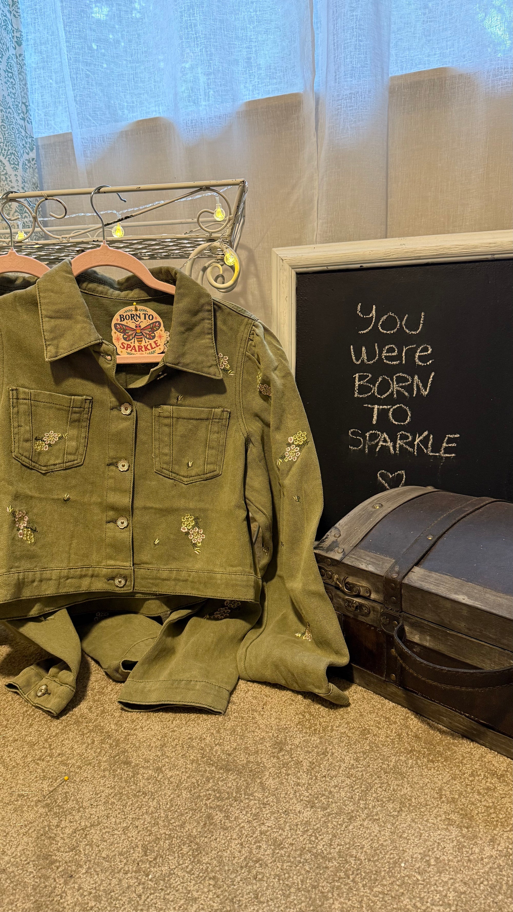 Olive Jacket with embroidery