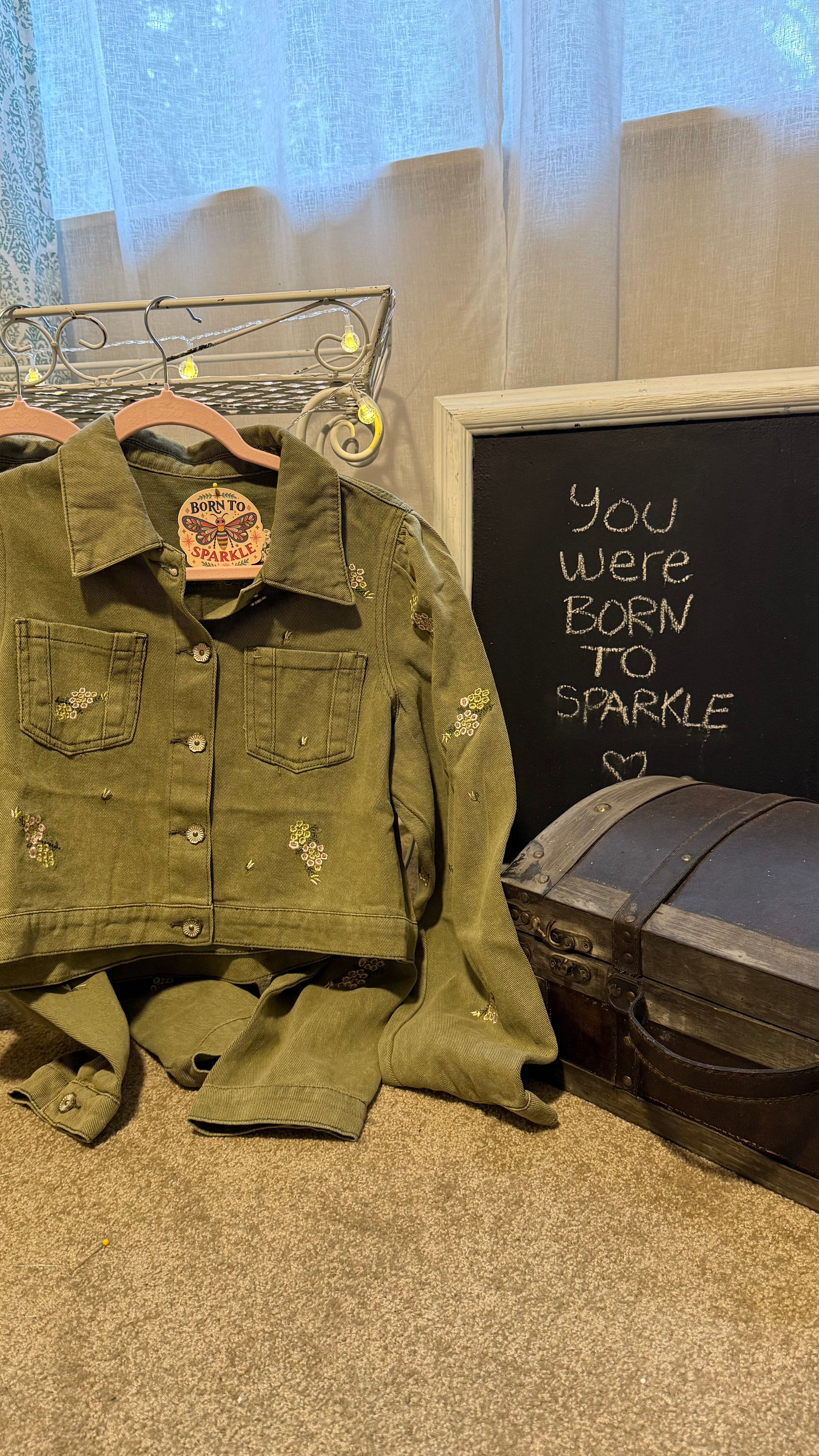 Olive Jacket with embroidery